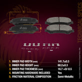 Metrix Premium Front Semi-Metallic Disc Brake Pad Set 93450MS OEM fit spare parts